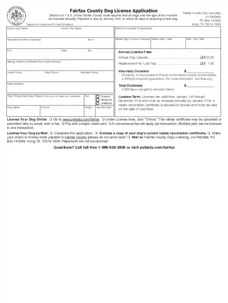 va dog license Preview on Page 1
