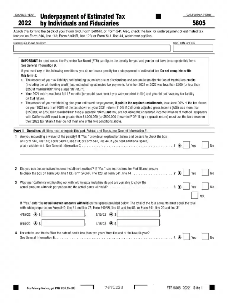 form 5805 Preview on Page 1