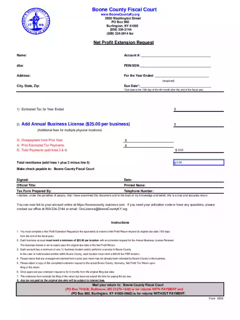 boone county ky net profit tax return 2022 Preview on Page 1