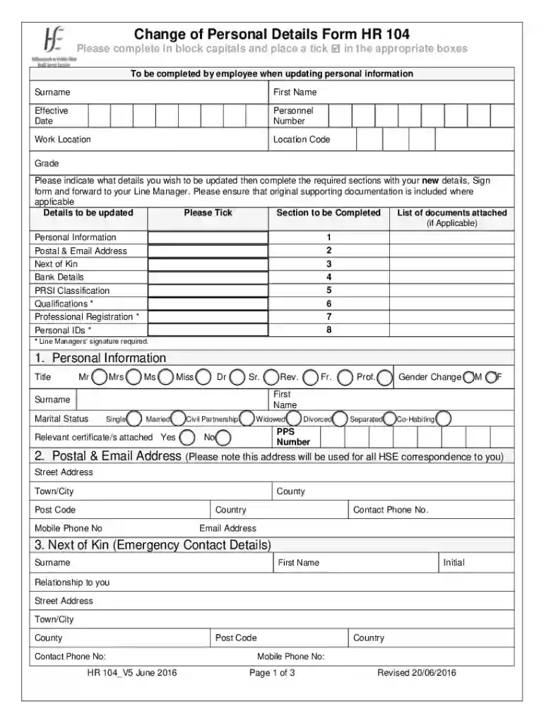 hr104 form Preview on Page 1