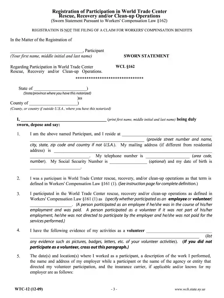 wtc 12 form 2009 Preview on Page 1