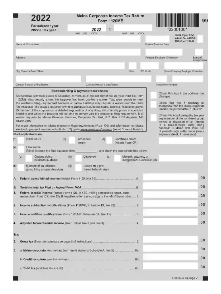 form 1120me instructions 2022 Preview on Page 1