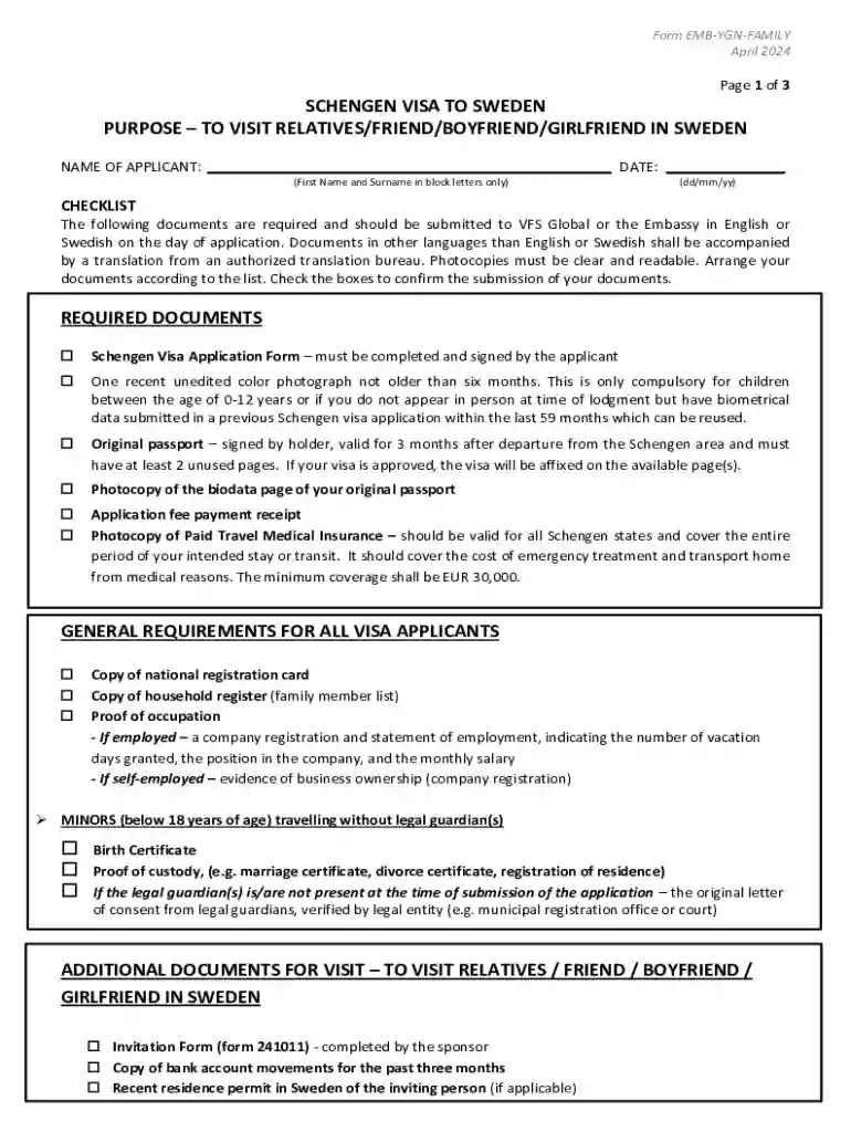 Schengen Visa Application Form Preview on Page 1