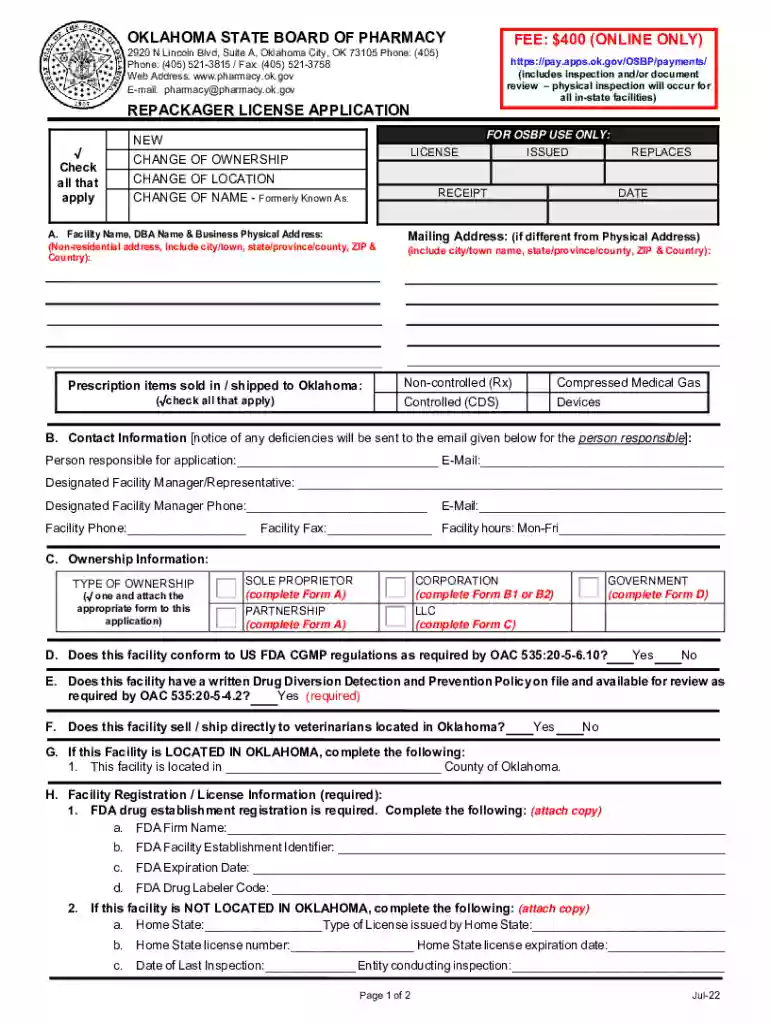 Oklahoma State Board of Pharmacy - General Preview on Page 1