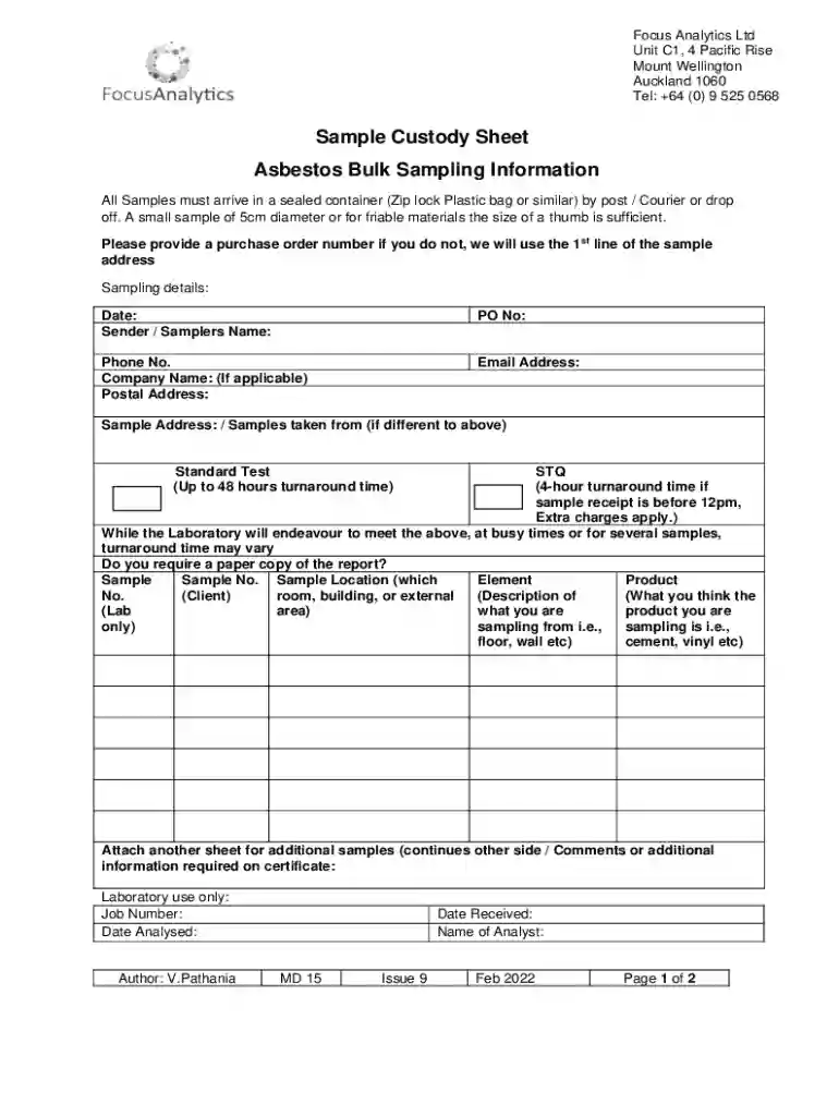 Asbestos Sample Forms, Air Monitoring Form, CES Preview on Page 1
