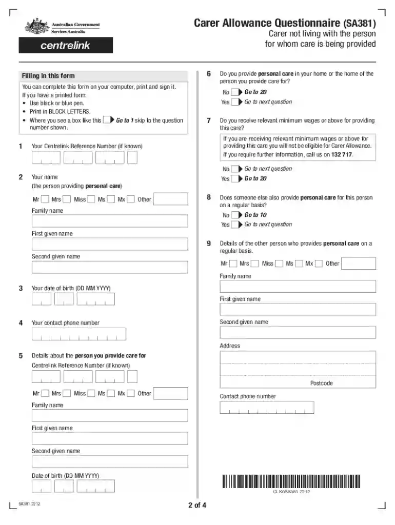 carer allowance care being Preview on Page 1