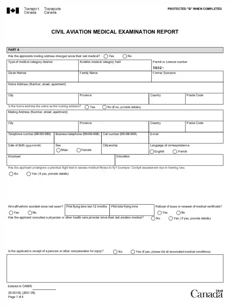 canada civil aviation medical examination report Preview on Page 1