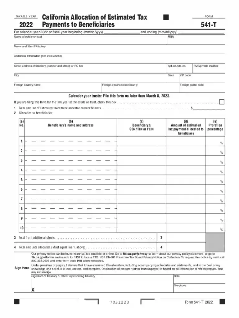 2022 ca 541 form Preview on Page 1