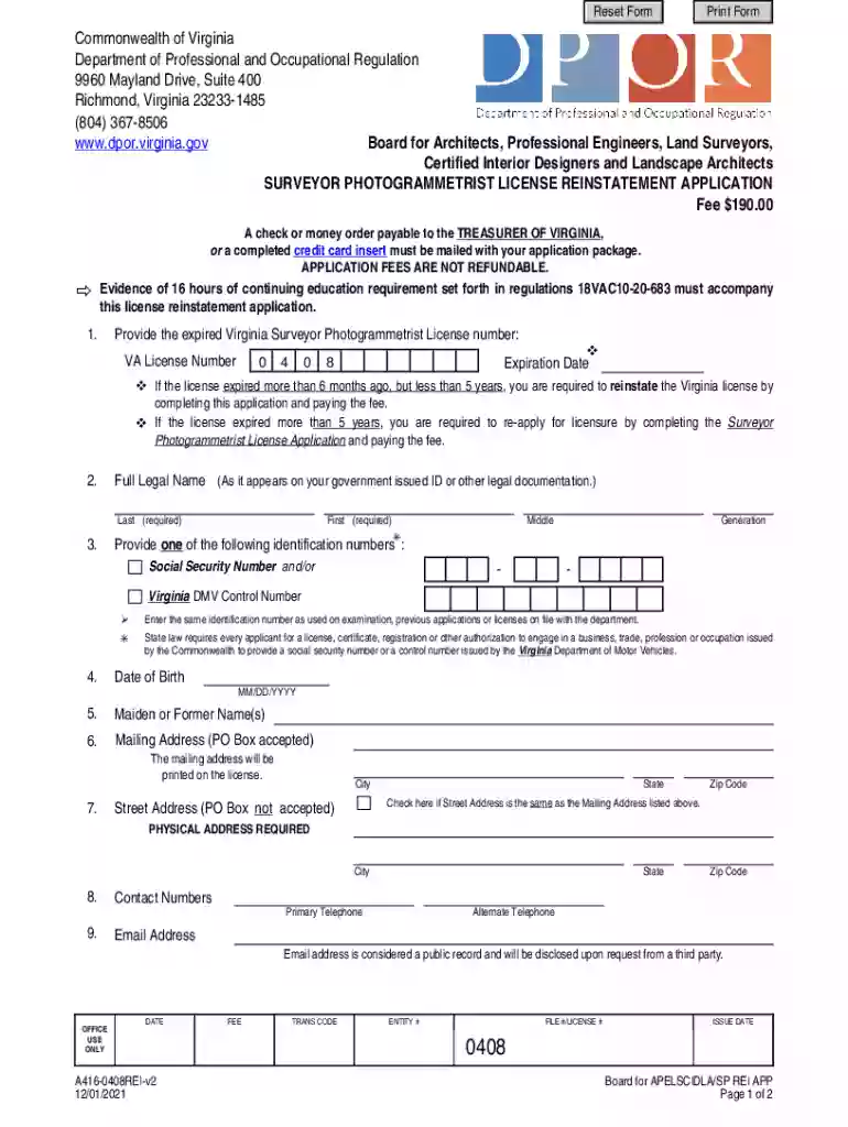 dpor fillable pdf Preview on Page 1