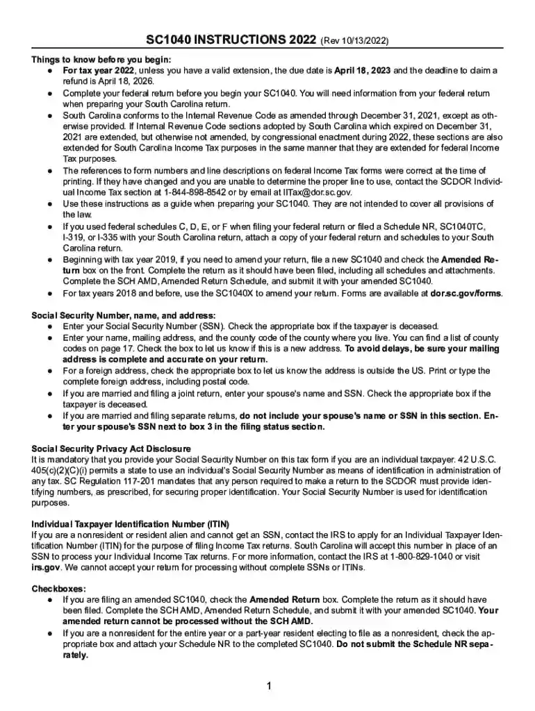 2022 south carolina tax forms Preview on Page 1