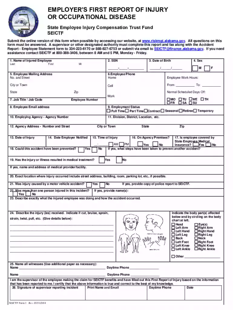 report of industrial injury or occupational disease Preview on Page 1