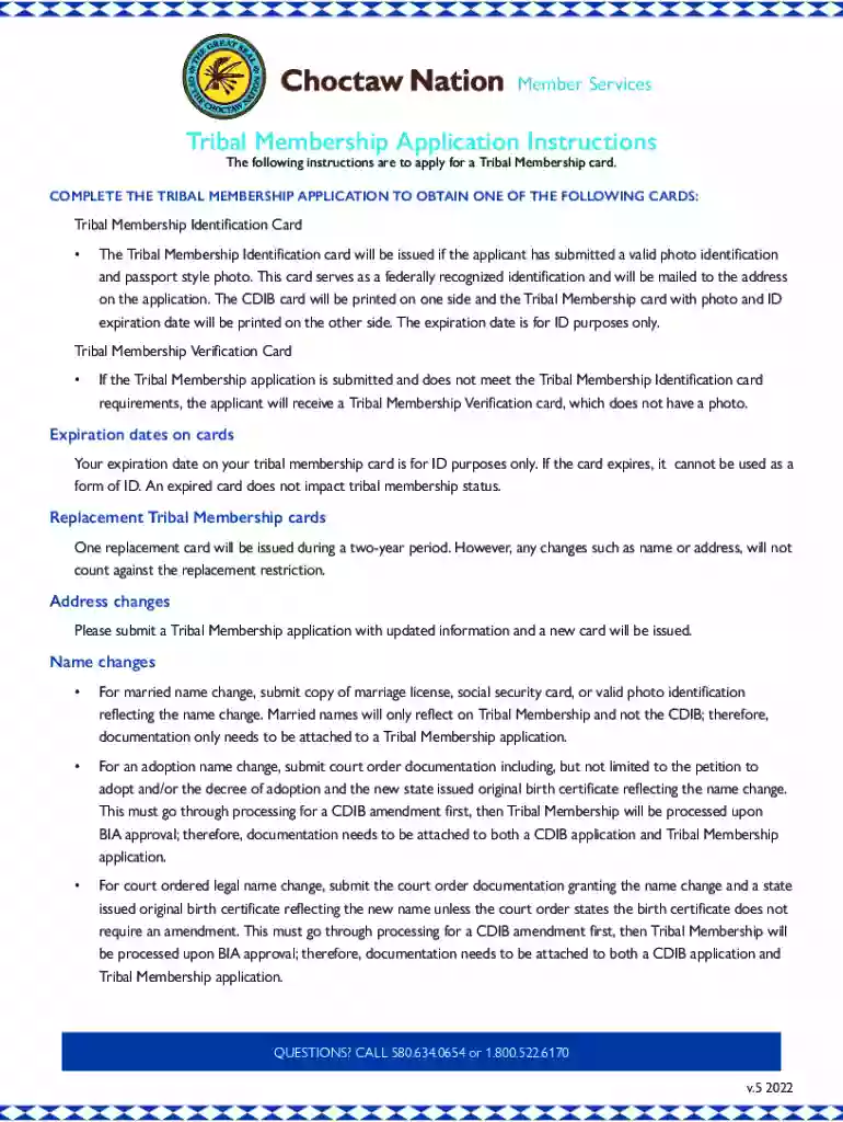choctaw nation tribal membership application Preview on Page 1