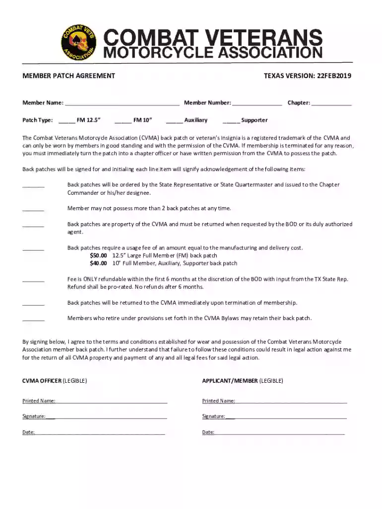 MEMBER PATCH AGREEMENT TEXAS VERSION Preview on Page 1