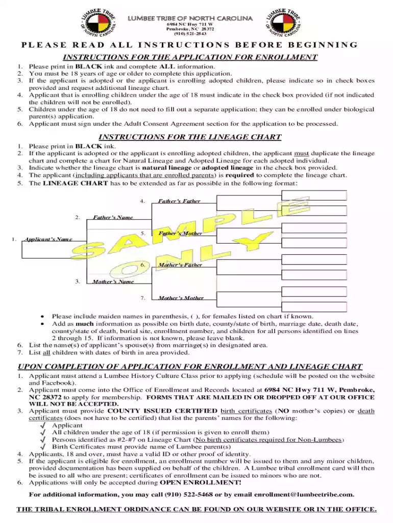 Tribal Enrollmentlumbee-tribe-of-nc Preview on Page 1