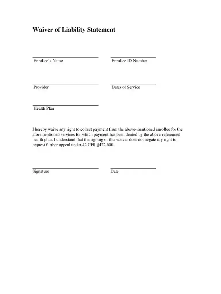medicare waiver of liability form Preview on Page 1