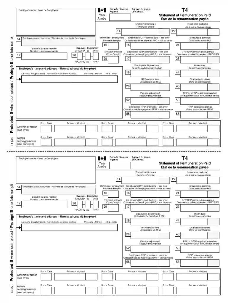 t4 fillable 2022 Preview on Page 1