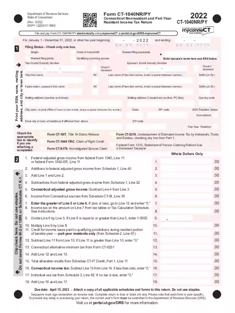 form ct 1040nr py Preview on Page 1