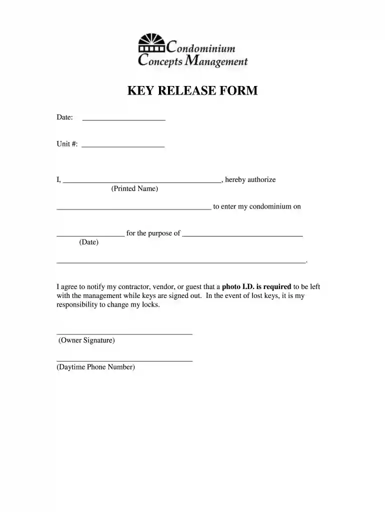 key release form Preview on Page 1
