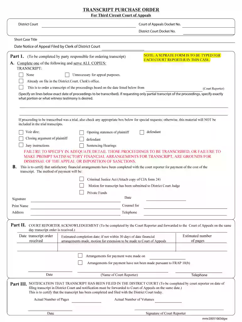 transcript purchase order form Preview on Page 1
