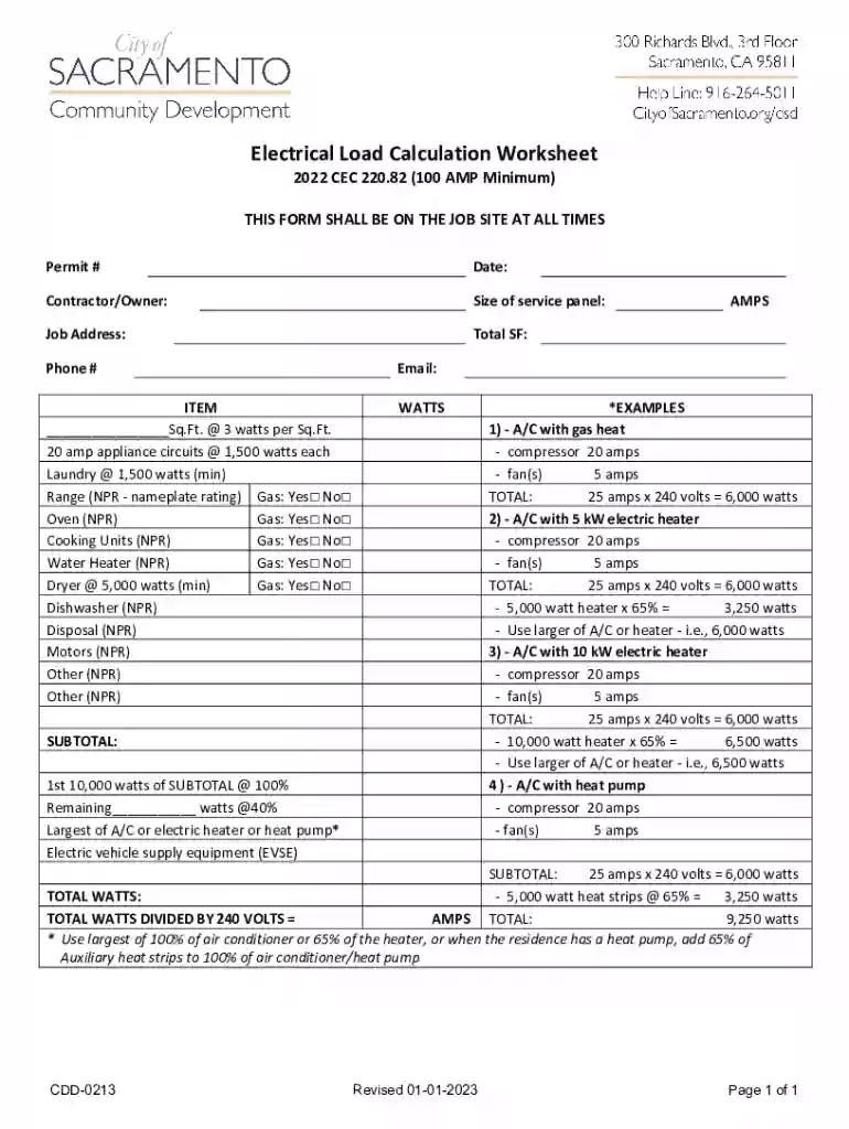 california electrical load calculation Preview on Page 1