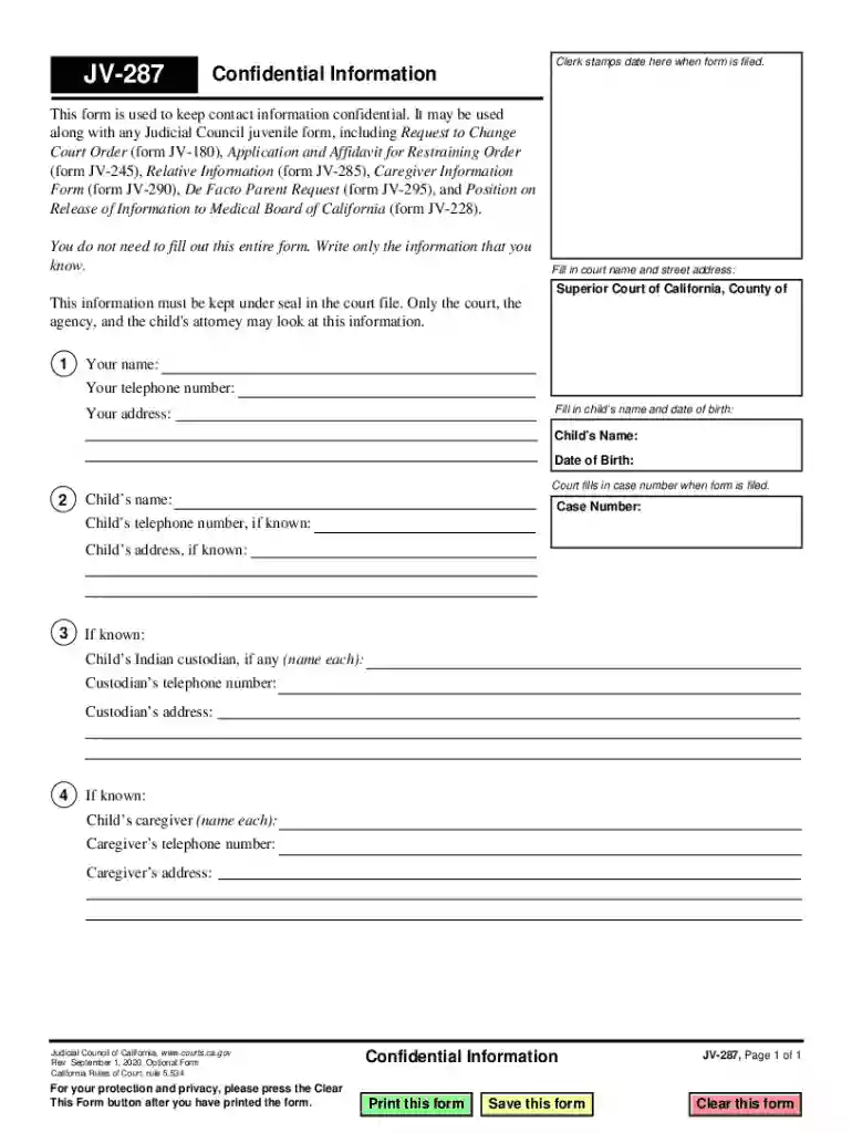 JV-287 Confidential Information Preview on Page 1