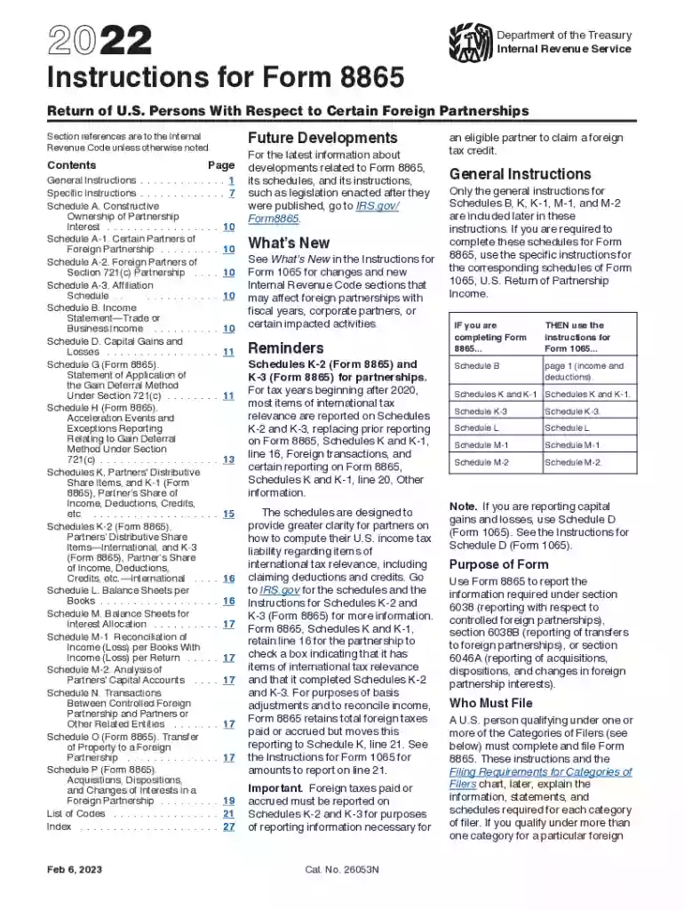 US Tax Form 8865 Return of US Persons with Respect to Preview on Page 1