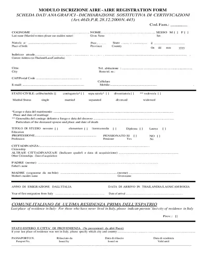 Aire Registration Update Form - Fill Online, Printable, Fillable Preview on Page 1
