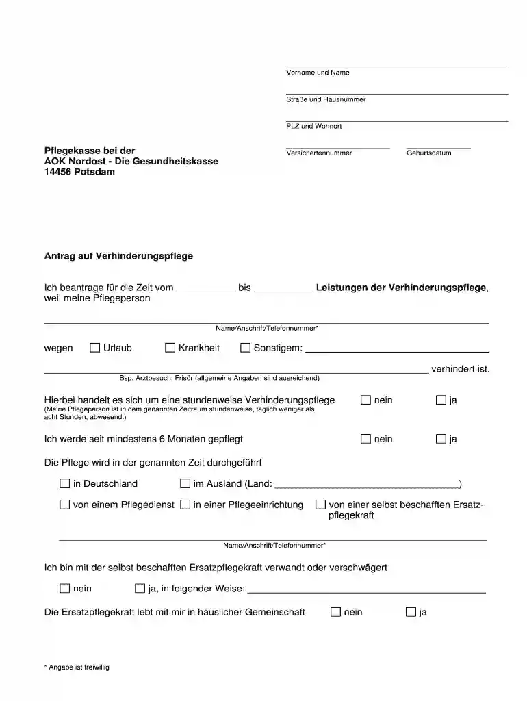 muster quittung verhinderungspflege Preview on Page 1