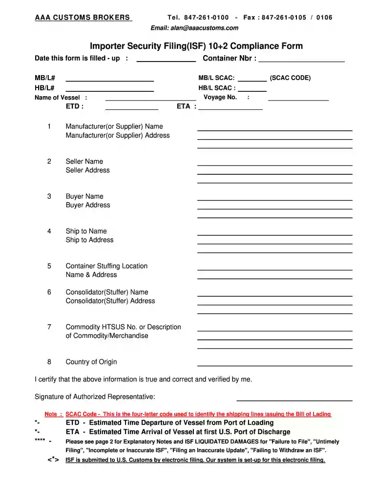 isf form Preview on Page 1