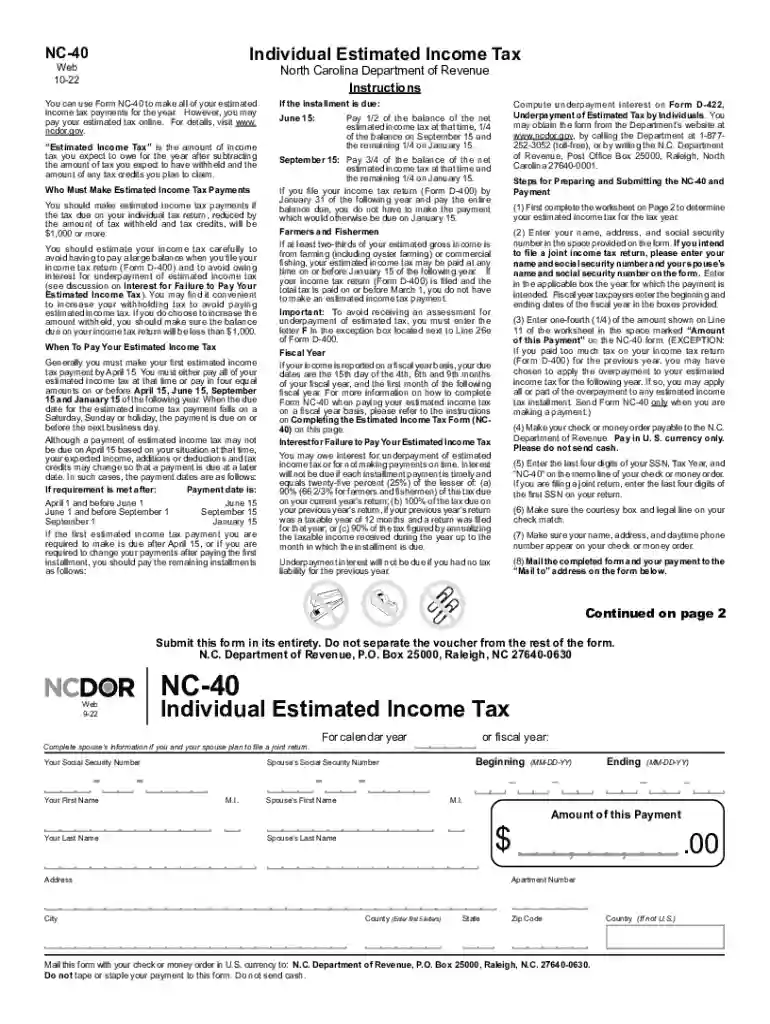 north carolina estimated income tax online Preview on Page 1