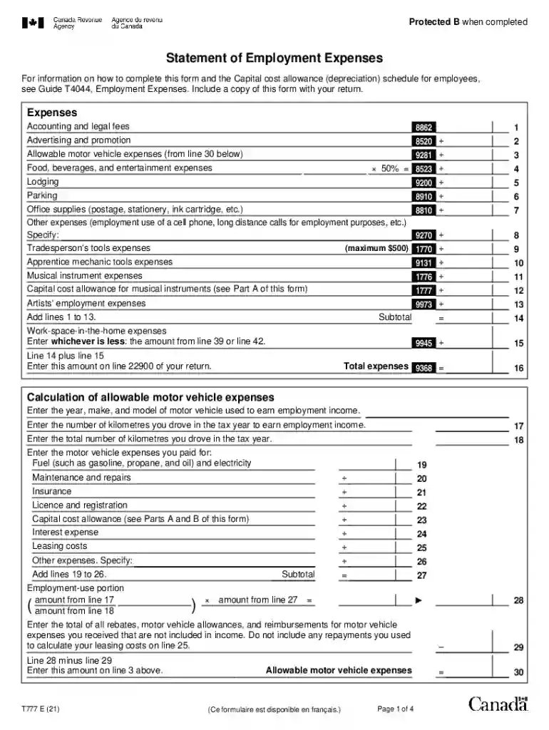 Fill - Free fillable Statement of Employment Expenses (Government Preview on Page 1