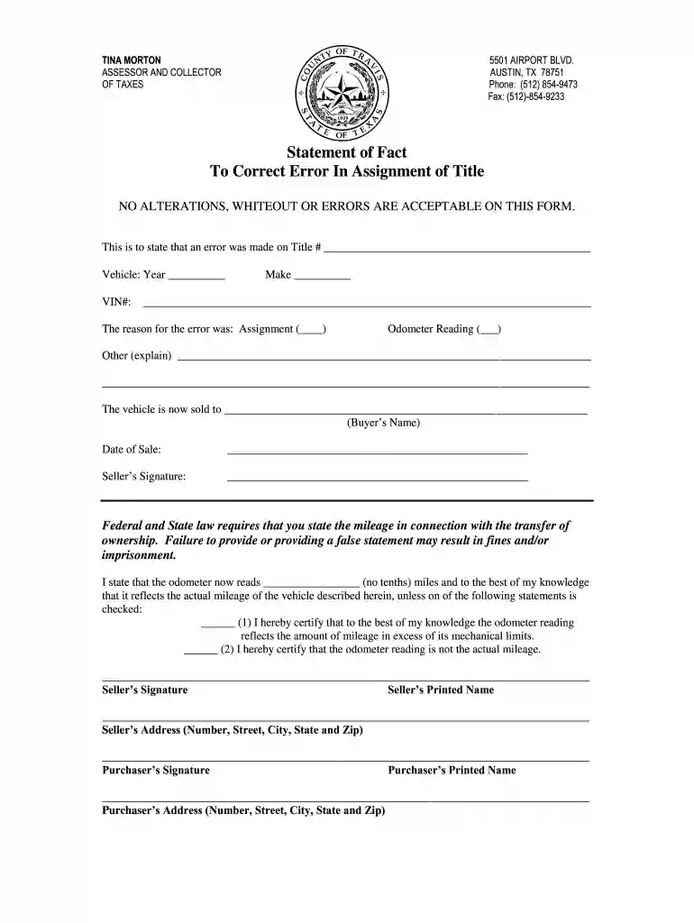affidavit of fact dallas county Preview on Page 1