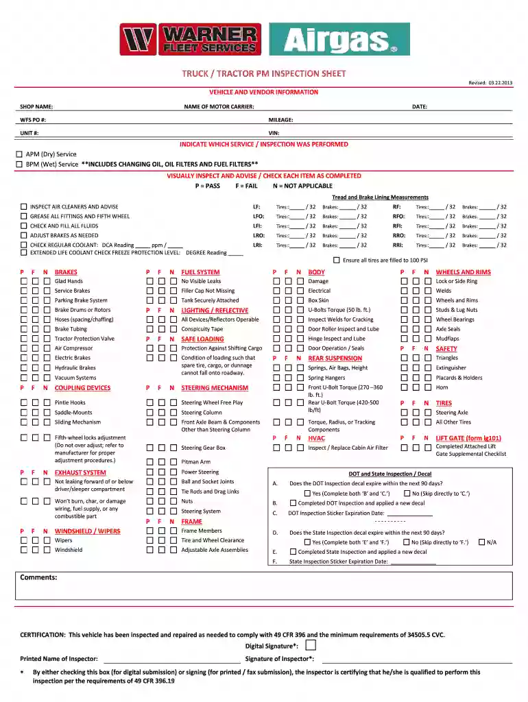 tractor inspection sheet Preview on Page 1
