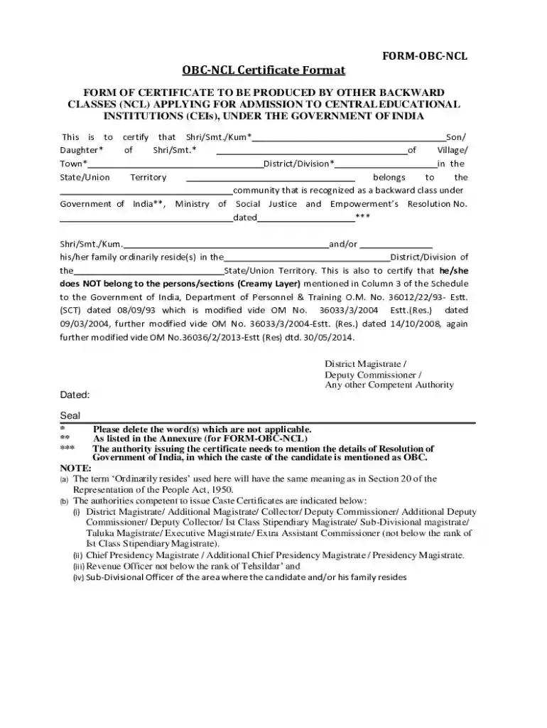 obc ncl certificate Preview on Page 1
