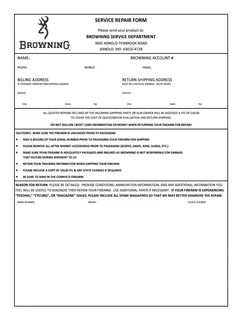 browning service tracking Preview on Page 1