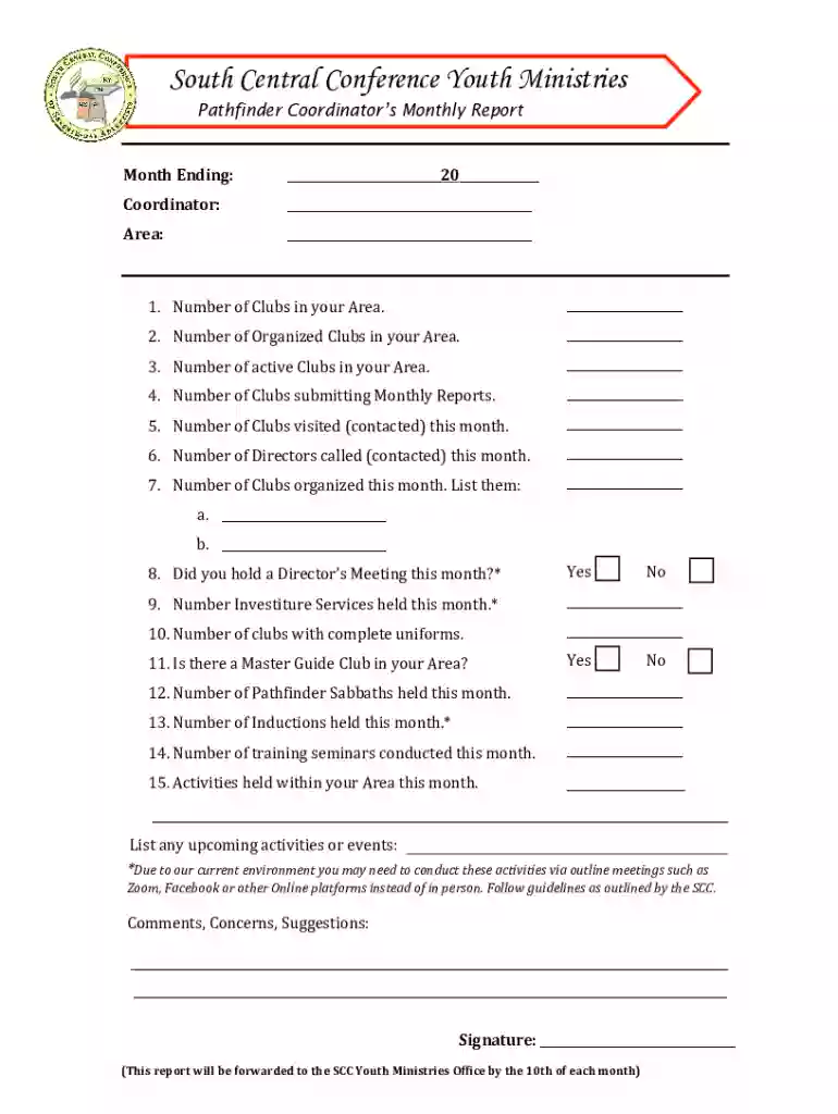 Coordinator Monthly Report docx Preview on Page 1