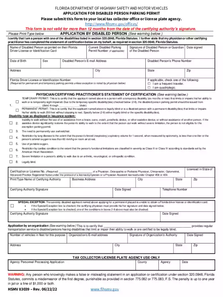 application for handicap placard Preview on Page 1