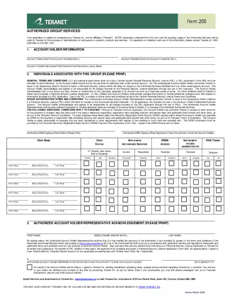 Teraview Form 200 - Fill Online, Printable, Fillable, Blank Preview on Page 1
