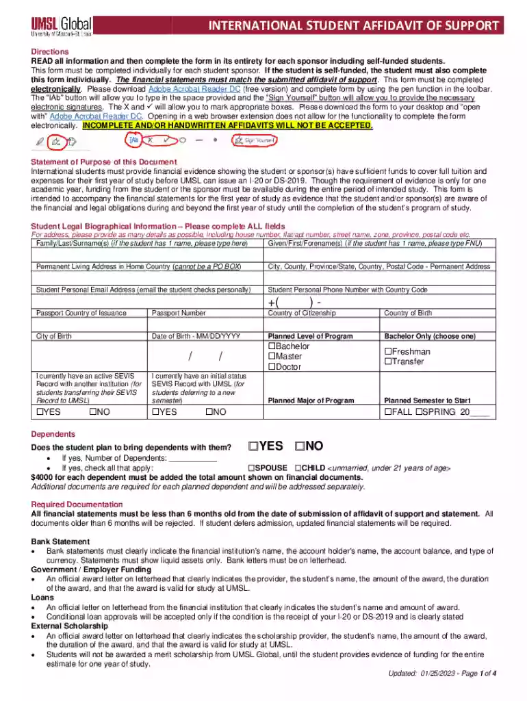 Form I-864 Affidavit of Support - VisaNation Preview on Page 1