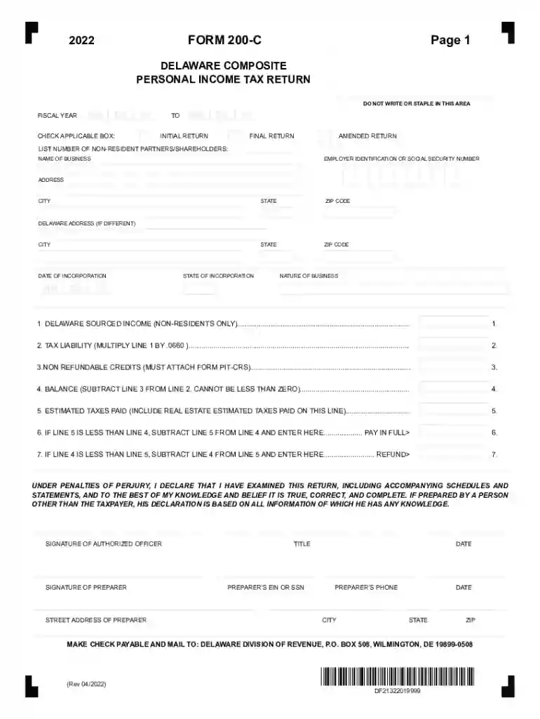 delaware composite return Preview on Page 1