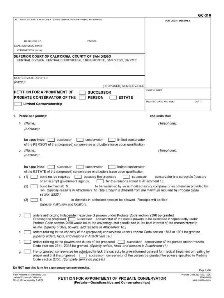 Conservatorship Forms - Fill Online, Printable, Fillable, Blank Preview on Page 1