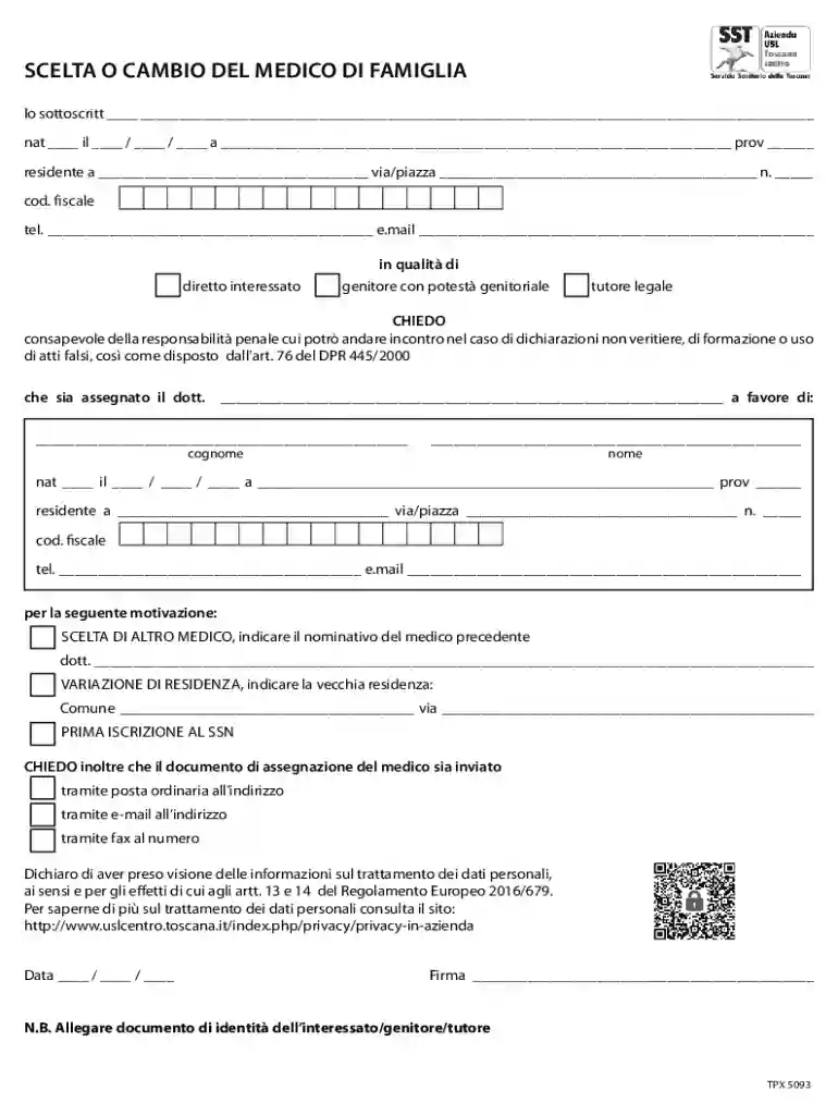Family Doctor Change Form Preview on Page 1