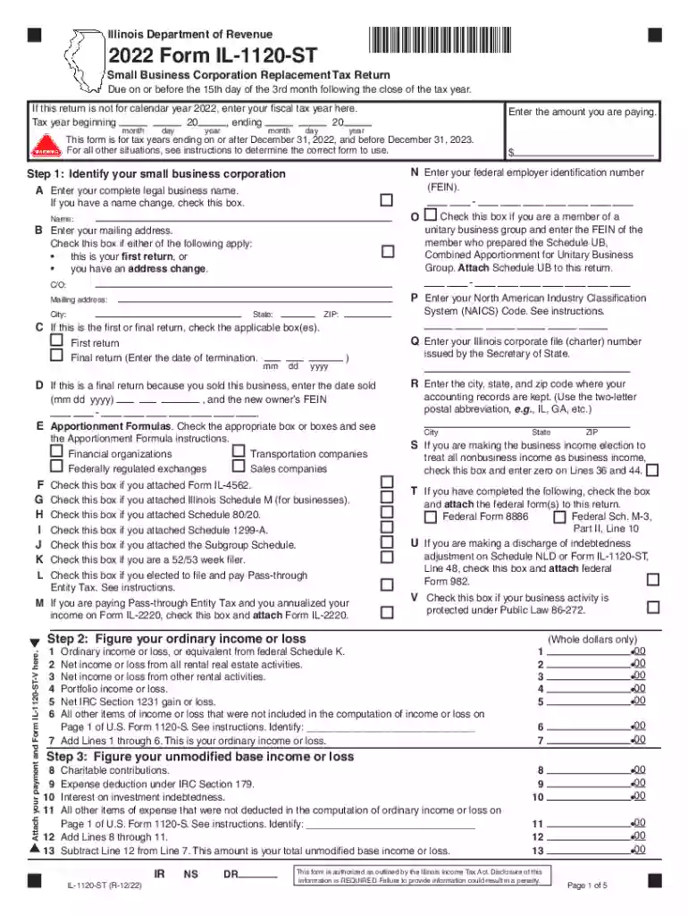 2022 form il 1120 st Preview on Page 1