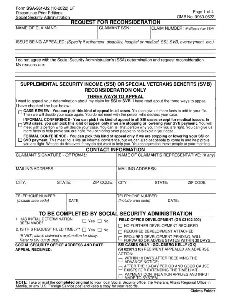 GN 03102 225 - Preparation of Form SSA-561-U2 (Request Preview on Page 1