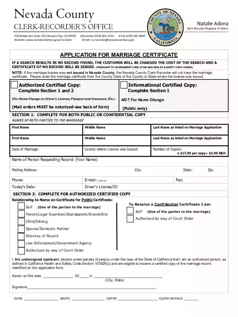 reno nevada marriage certificate records Preview on Page 1