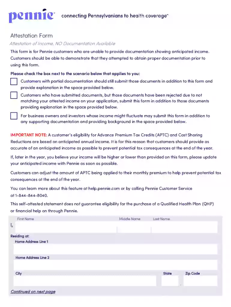 Pennie Creates a Self-Attestation Form and Launches in PA Preview on Page 1