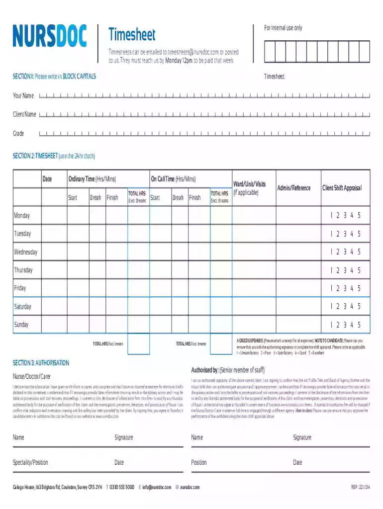 nursdoc timesheet Preview on Page 1