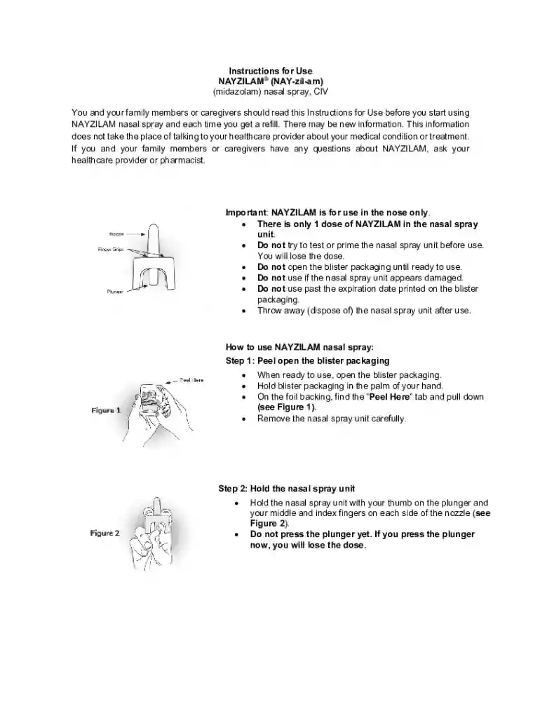 How to Use and How to Give NAYZILAM () nasal Preview on Page 1