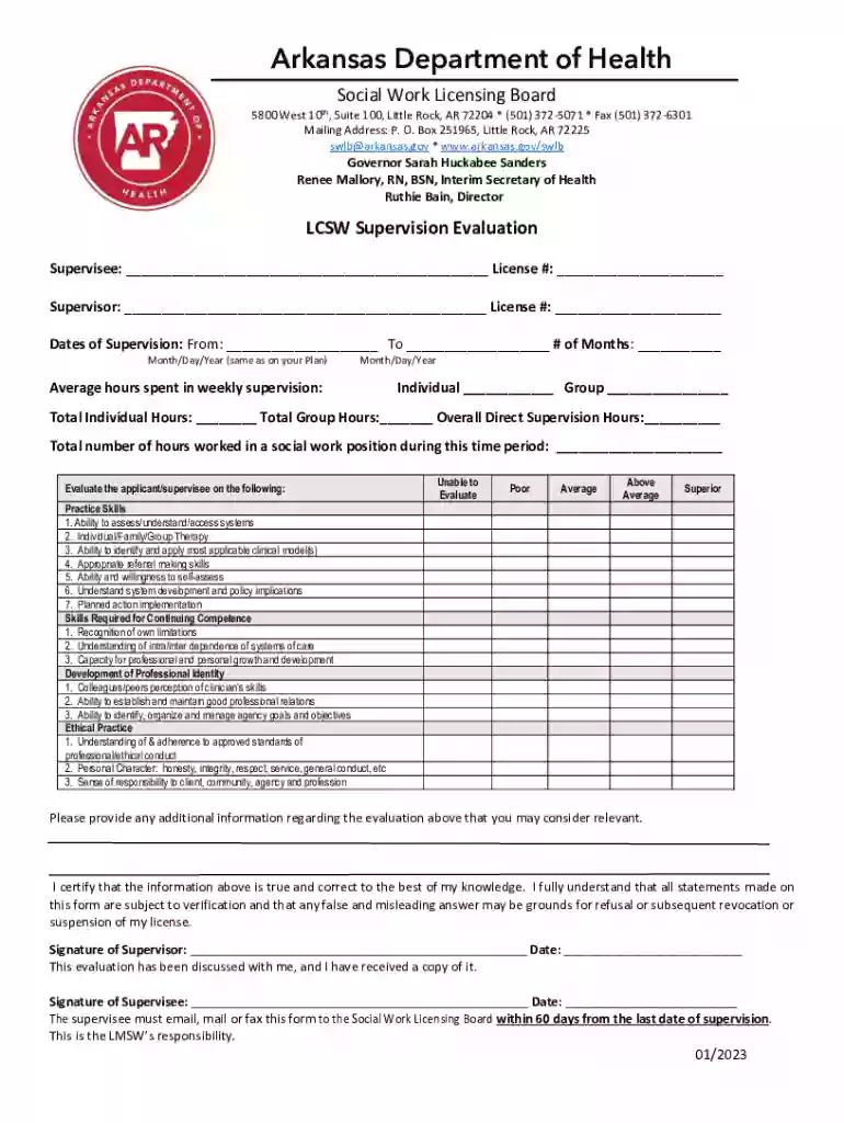supervision evaluation form Preview on Page 1