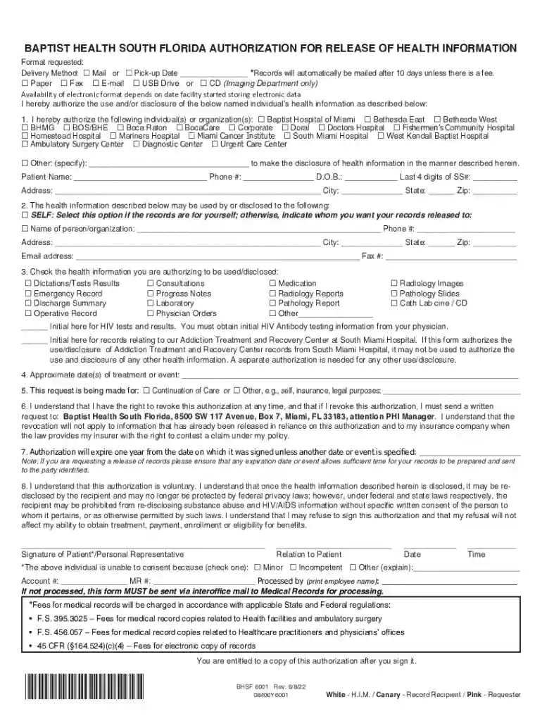 Fillable Baptist Health release form - Fill io Preview on Page 1